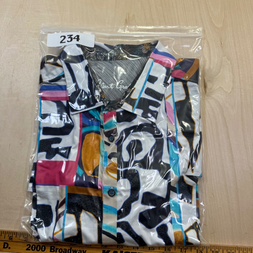 Robert Graham Far Out 2XLT Mens Geometric Abstract Short‎ Sleeve Button Up Shirt - Picture 6 of 6